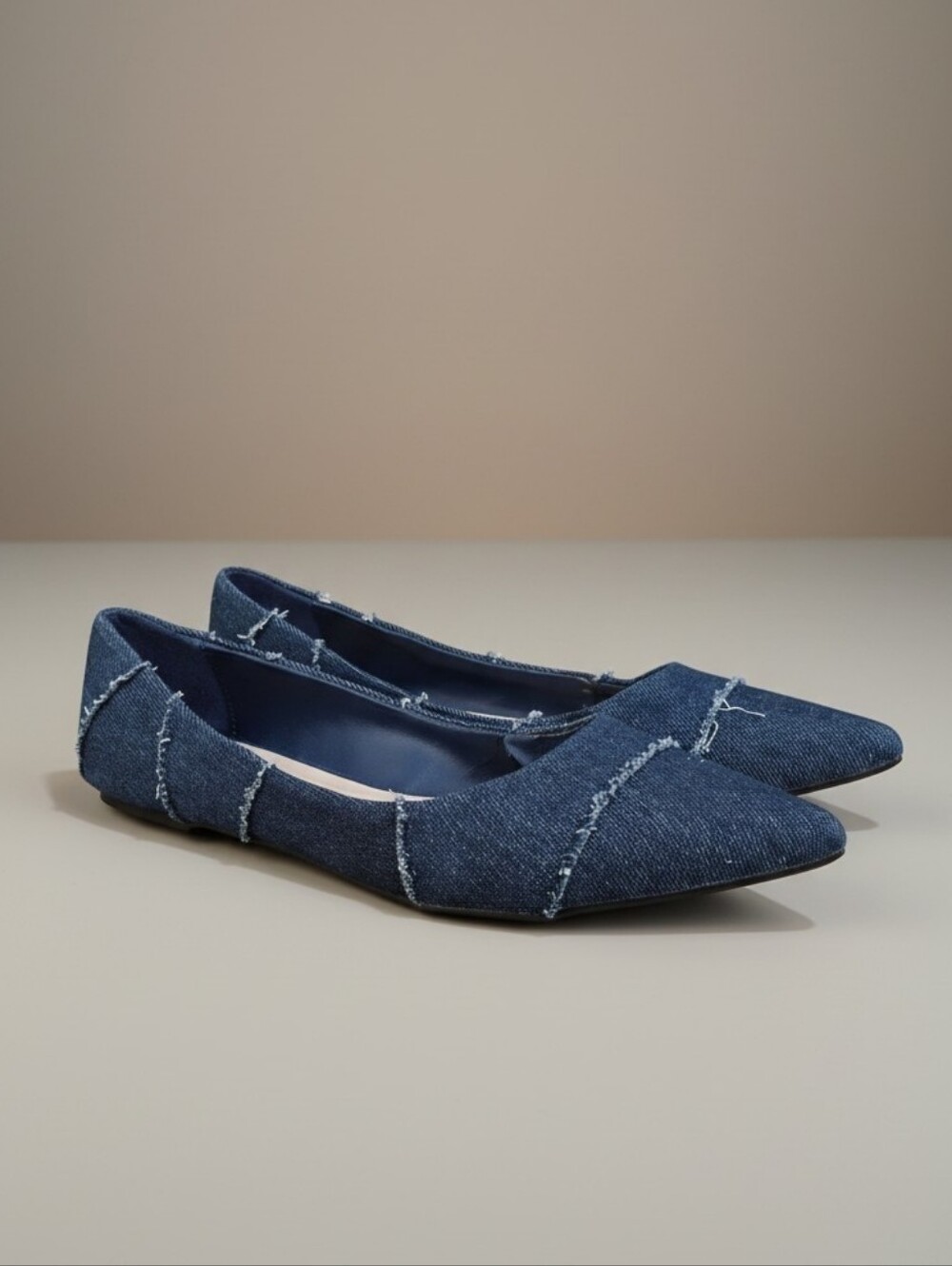 ALDO Denim Ballet Flats • Pointed Toe Patchwork Shoes • Size 6.5
